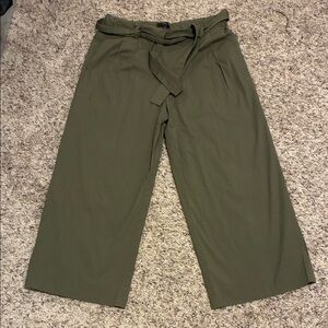 J. Crew Khaki Tie-Waist Trousers wide leg crop